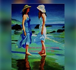 Les femmes sur plage - acrylic on canvas - 50*70