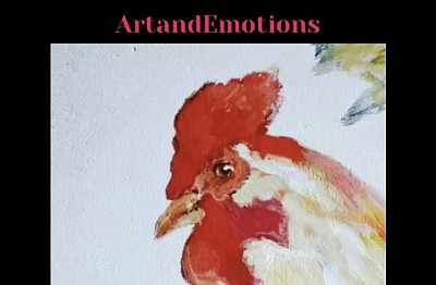 Colorful rooster close-up Acrylic  on canvas