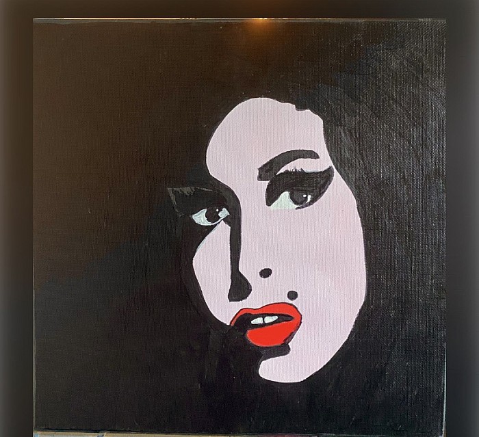 Popart-Amy Winehouse-heart in the eye_in love -acrylic on canvas