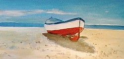 Boat on the beach - acrylic on canvas - 120*40