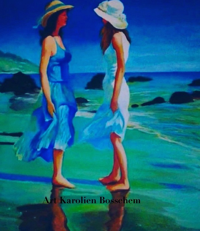 AcrylicArt on canvas - les femmes sur plage
