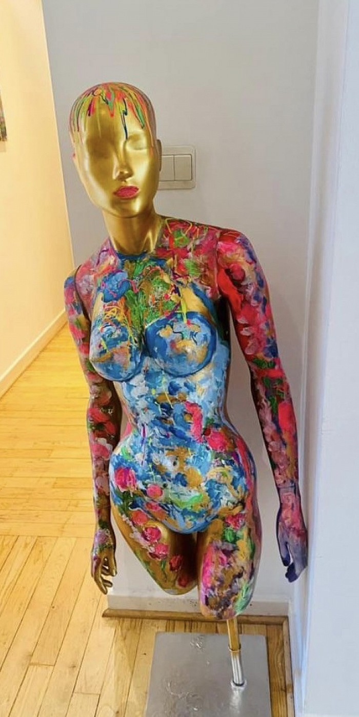 Handpainted model - colorful swimwear