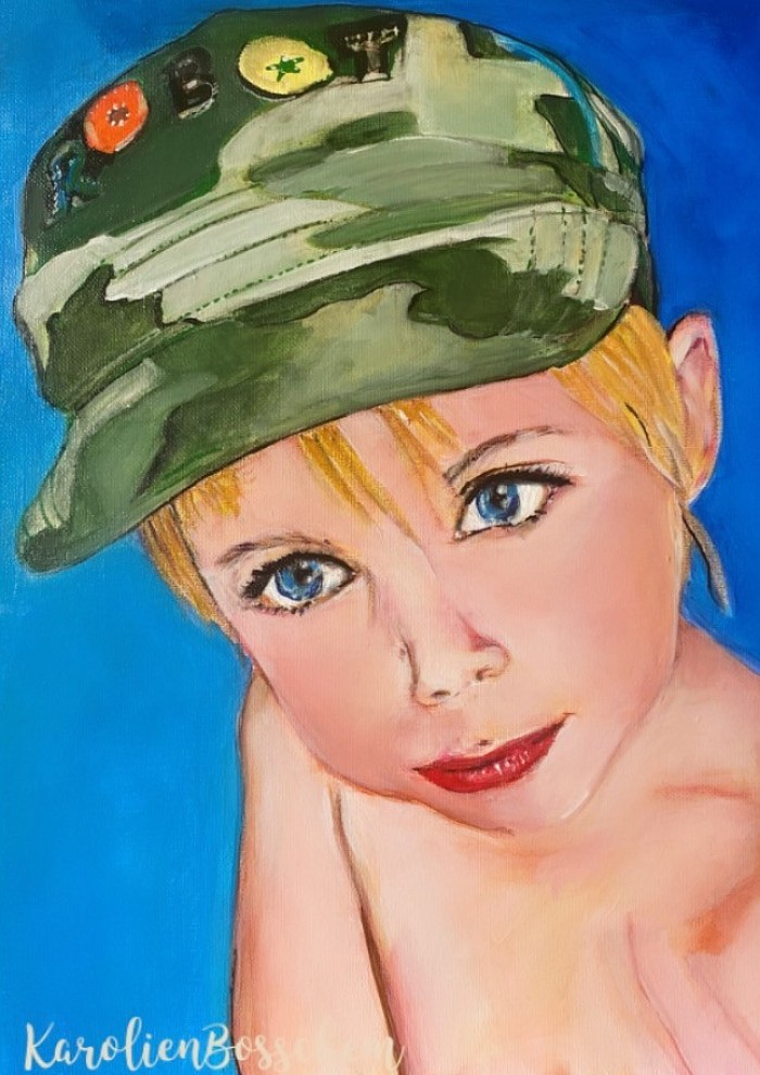 Portraitpainting-boy -blue eyes -30*40cm