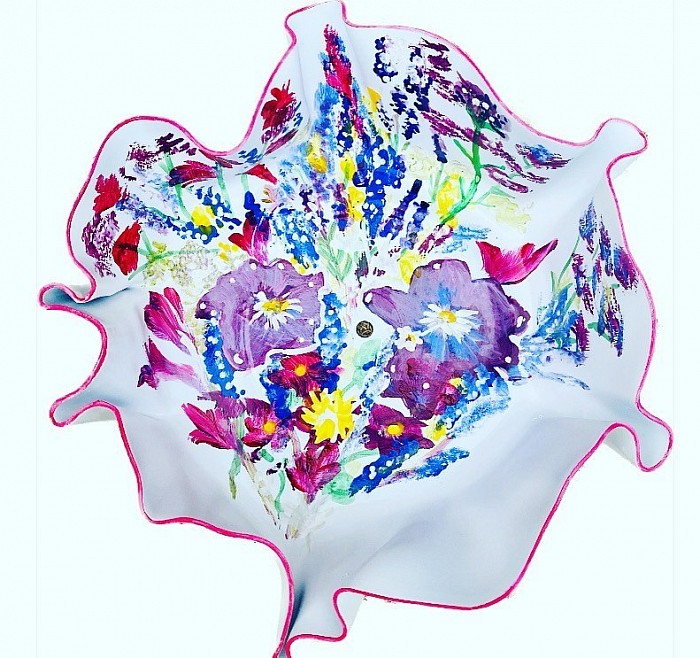 Handpainted bowl Made from a music LP