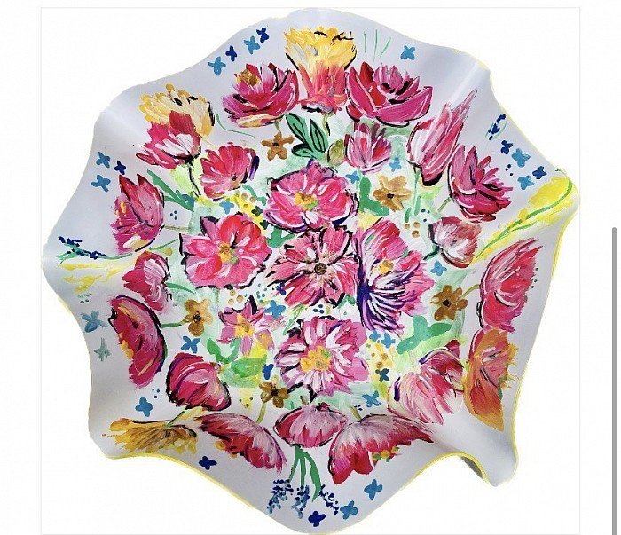Handpainted bowl Made from a music LP