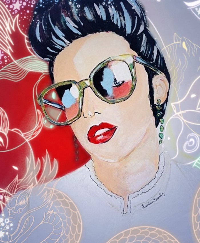Acrylicpainting-portrait with summerglasses