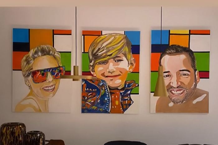 Family Mother Son father -Acrylicpaintings -3*100*70cm