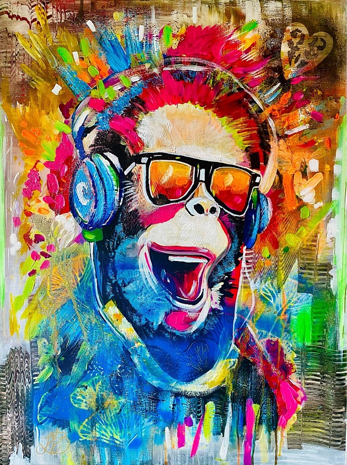 Laughing Monkey -acrylicpainting -60*80cm