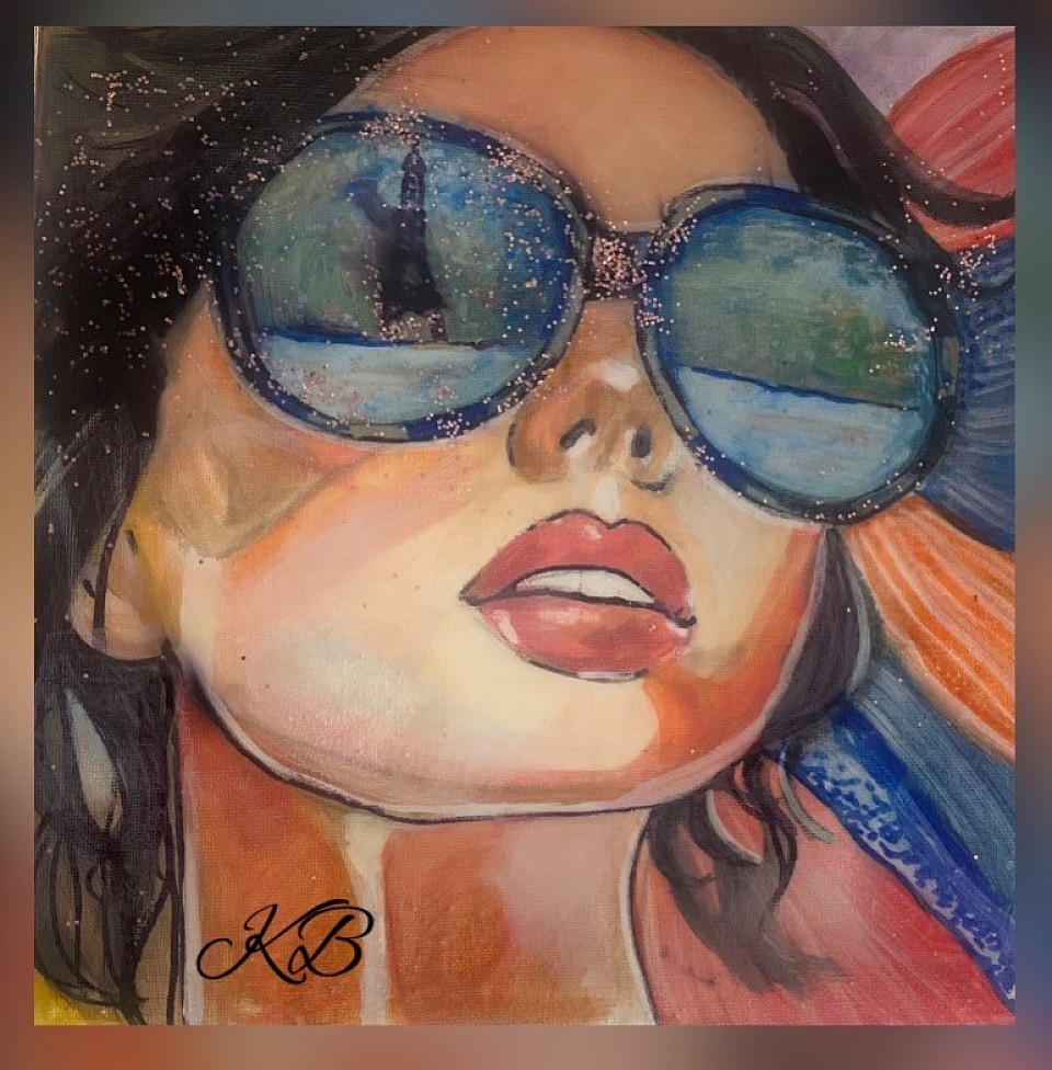 Paris -acrylicpainting with pourpoxy -30*30 cm