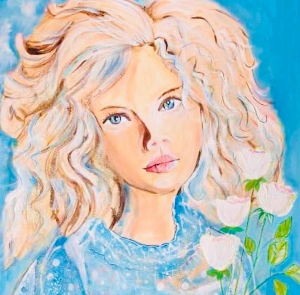 She stands there in silence, a girl with hair so light it seems the heavens themselves have woven it. Every strand catches the daylight, as if angelic fingers still glide through it. She is no angel, but perhaps the air around her whispers that she once was one.