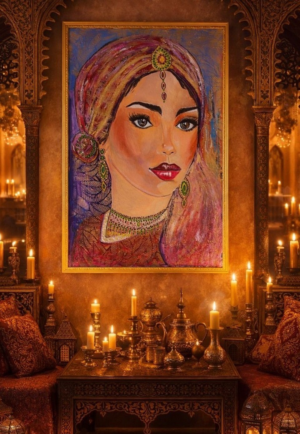 Acrylicpainting 120*80 cm -golden frame